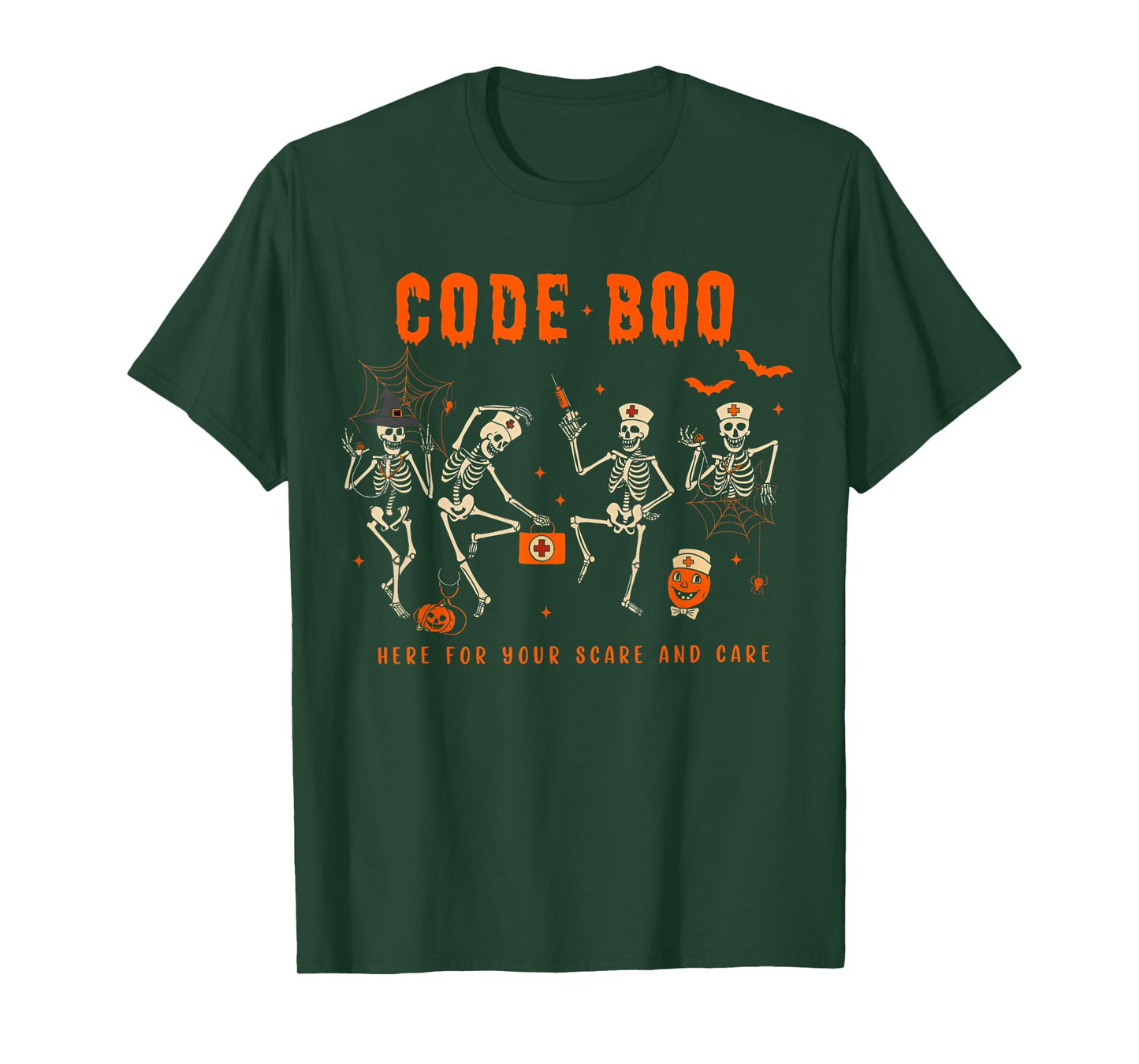 Code Boo Here for Your Scare and Care Nurse Halloween T-Shirt