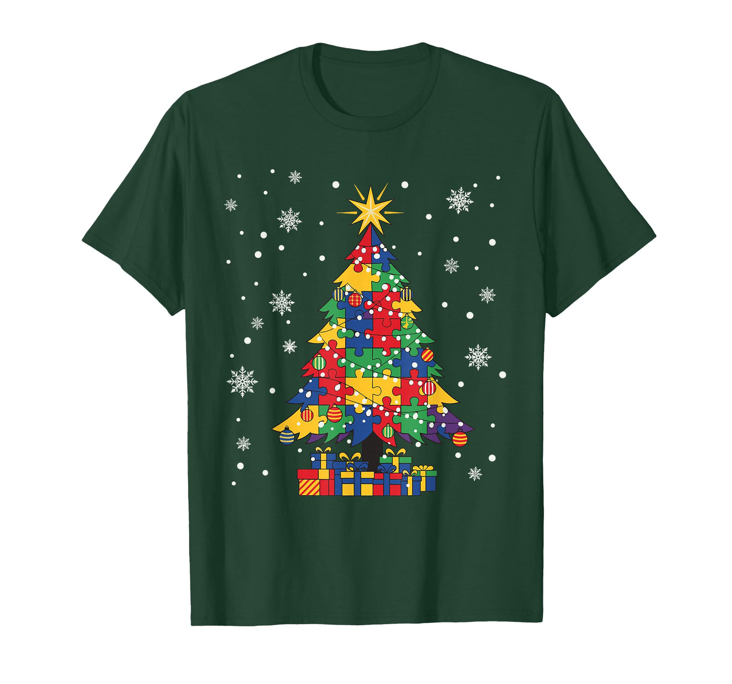 Men Women Christmas Tree Autism Awareness T-Shirt