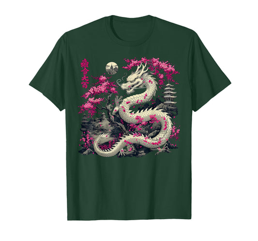 Asian Cherry Blossom Chinese Dragon T-Shirt