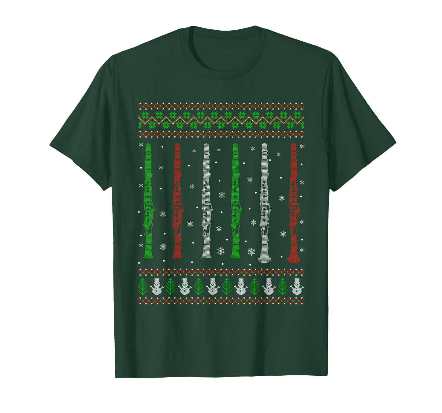 Clarinet Ugly Christmas Sweaters Marching Band Clarinet Xmas T-Shirt