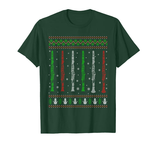 Clarinet Ugly Christmas Sweaters Marching Band Clarinet Xmas T-Shirt