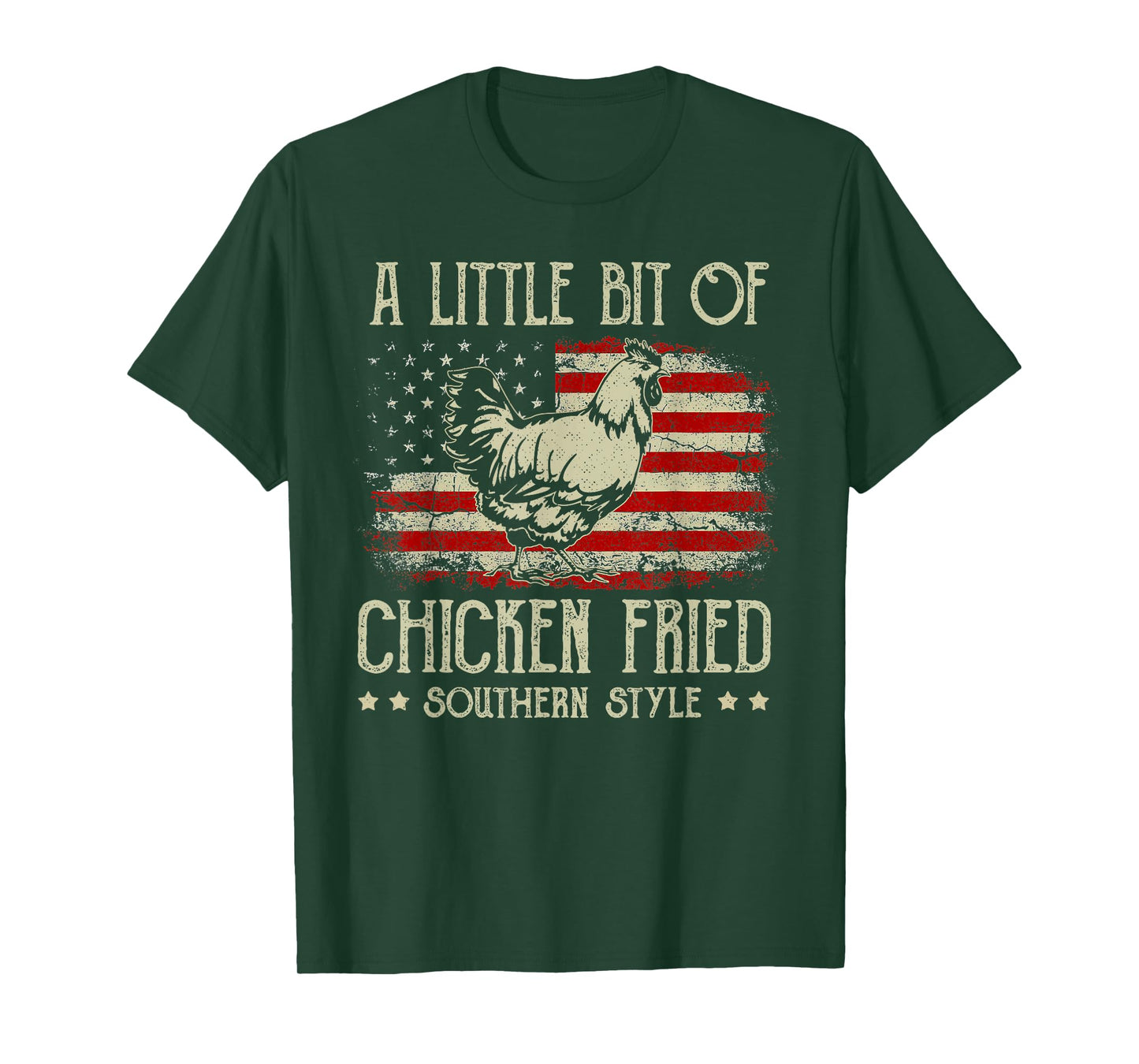 A Little Bit of Chicken Fried Southern Style Vintage US Flag T-Shirt