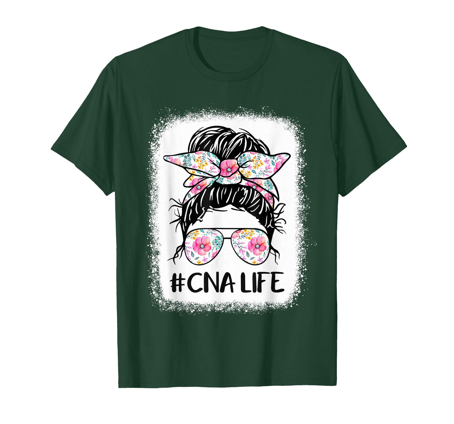 CNA Life Bleached Shirts Flower Messy Bun CnaLife T-Shirt