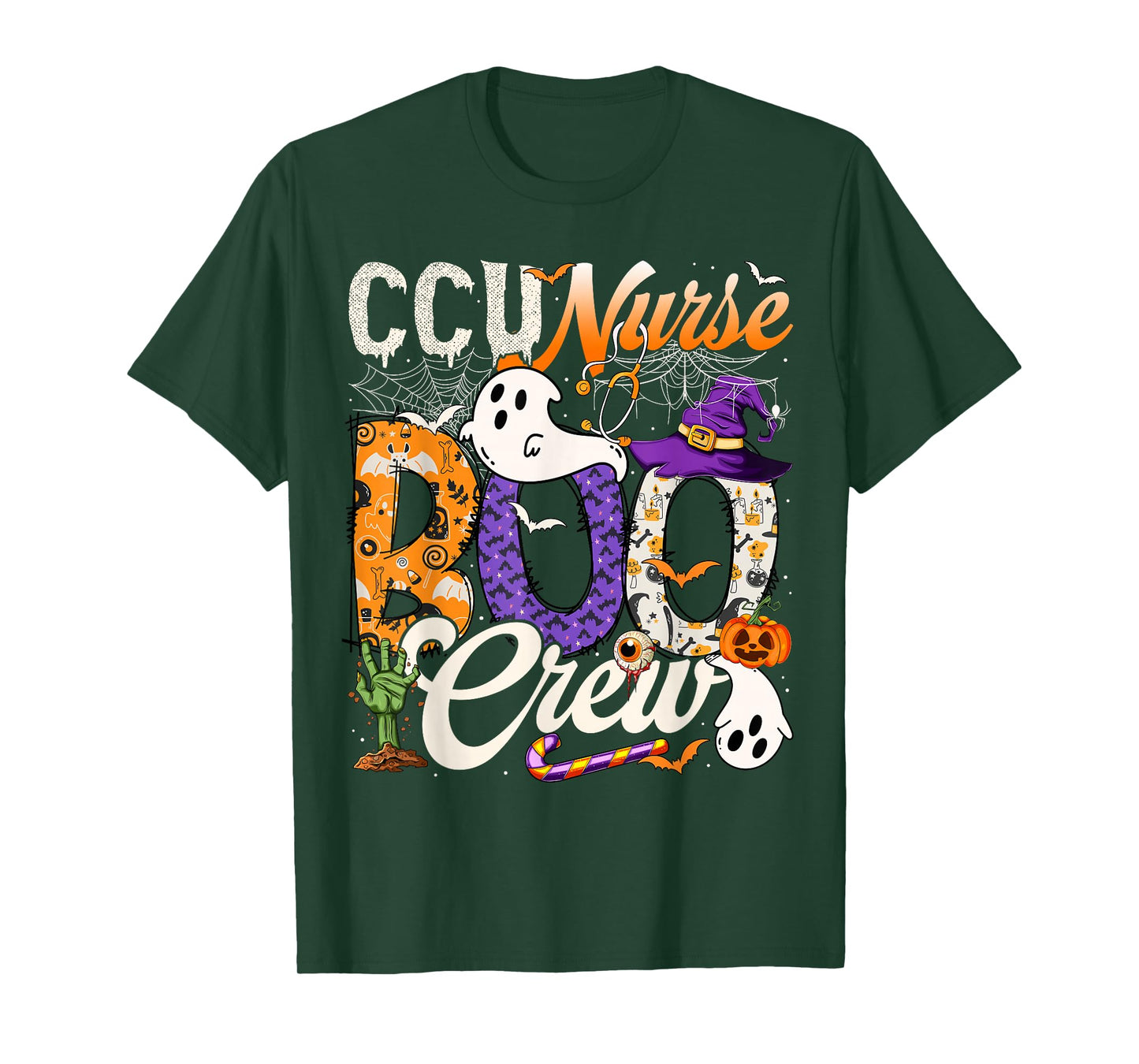 Cute CCU Nurse Boo Crew Nurse Halloween Ghost Costume T-Shirt