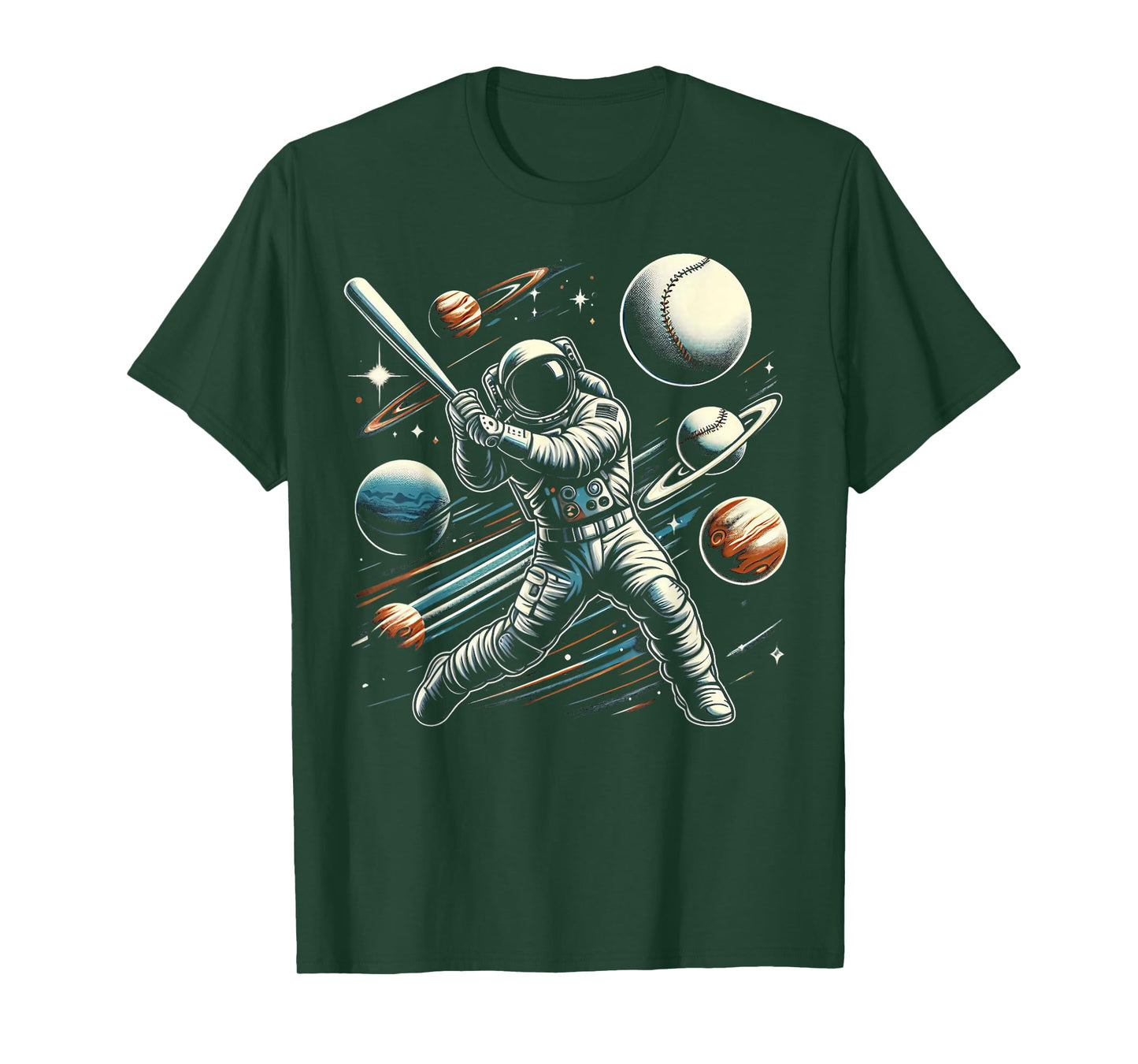 Baseball Astronaut Astronomer Planets Universe Outer Space T-Shirt
