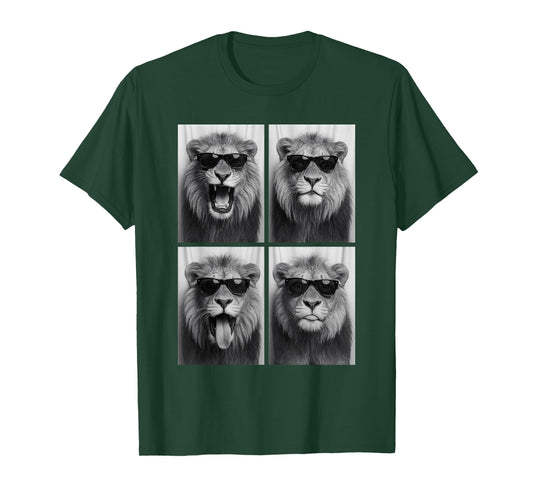 Cool Lion Sunglasses Wild Jungle Animal Lions Selfie Booth T-Shirt