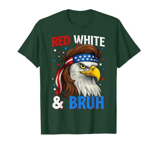 Patriotic Red White & Bruh America Eagle Mullet 4th of July T-Shirt