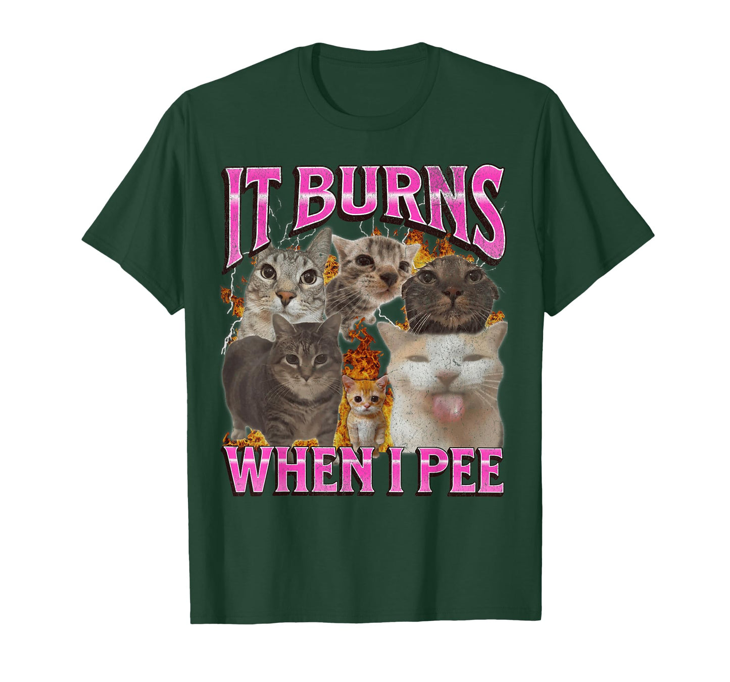 It Burns When I Pee Funny Cat Meme Bootleg Graphic T-Shirt for Men Women