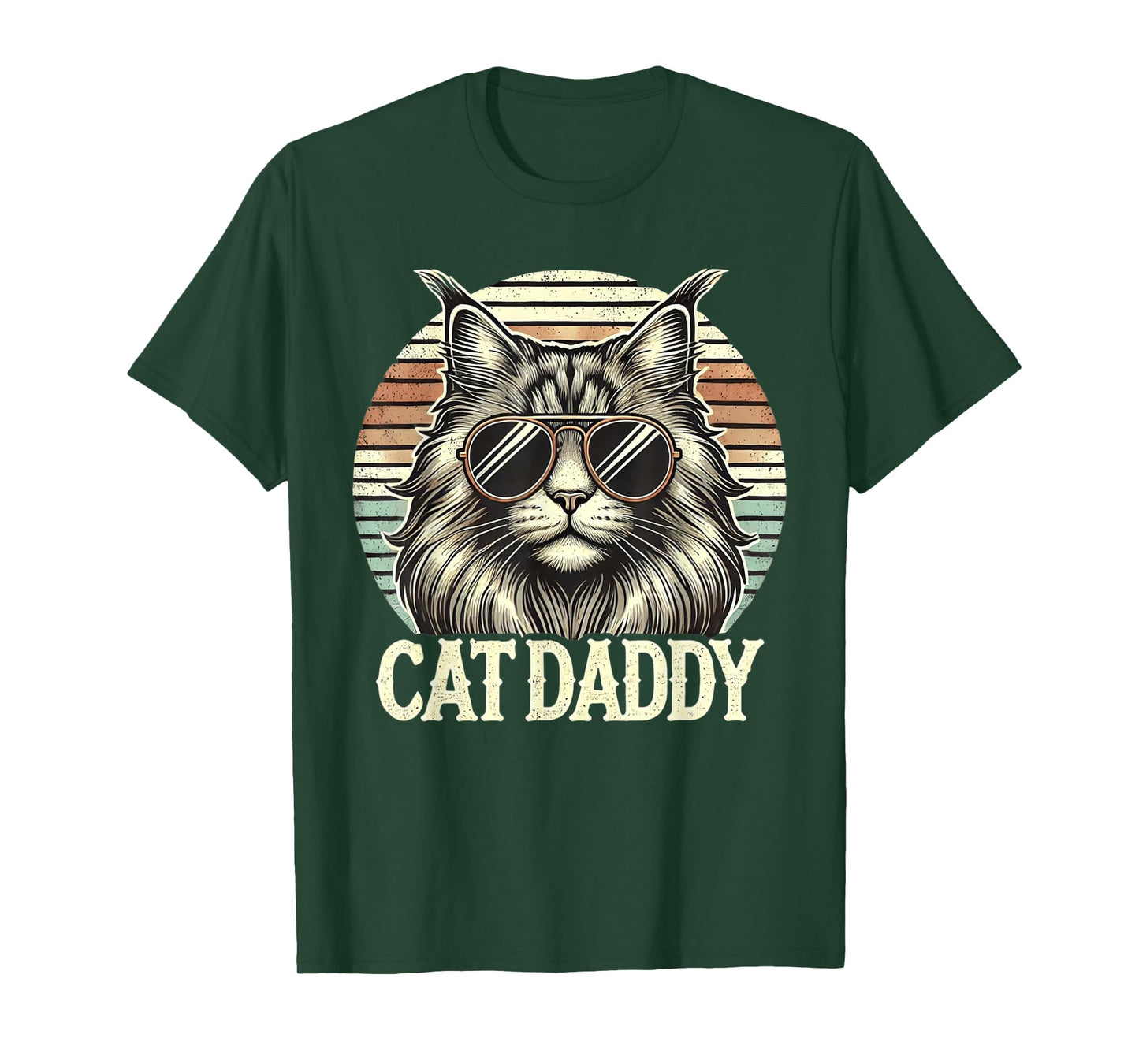 Cat Daddy Cool Maine Coon Cat Father's Day Retro Cat Dad T-Shirt