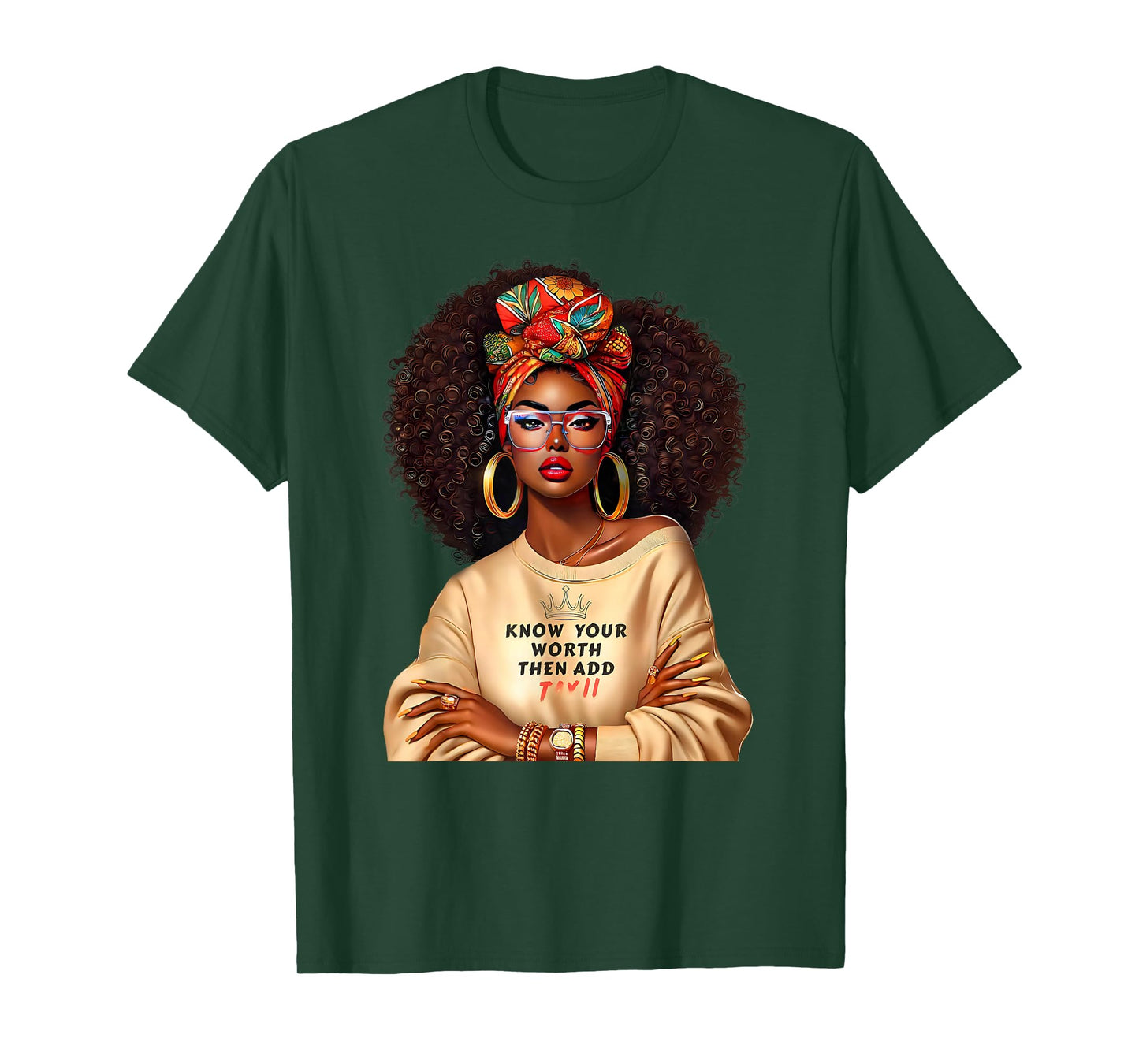 Afro Queen Black Woman African Melanin Black History Month T-Shirt