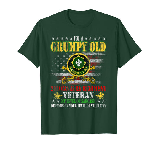 I'm A Grumpy Old 2nd Armored Cavalry Regiment Veteran Flag T-Shirt