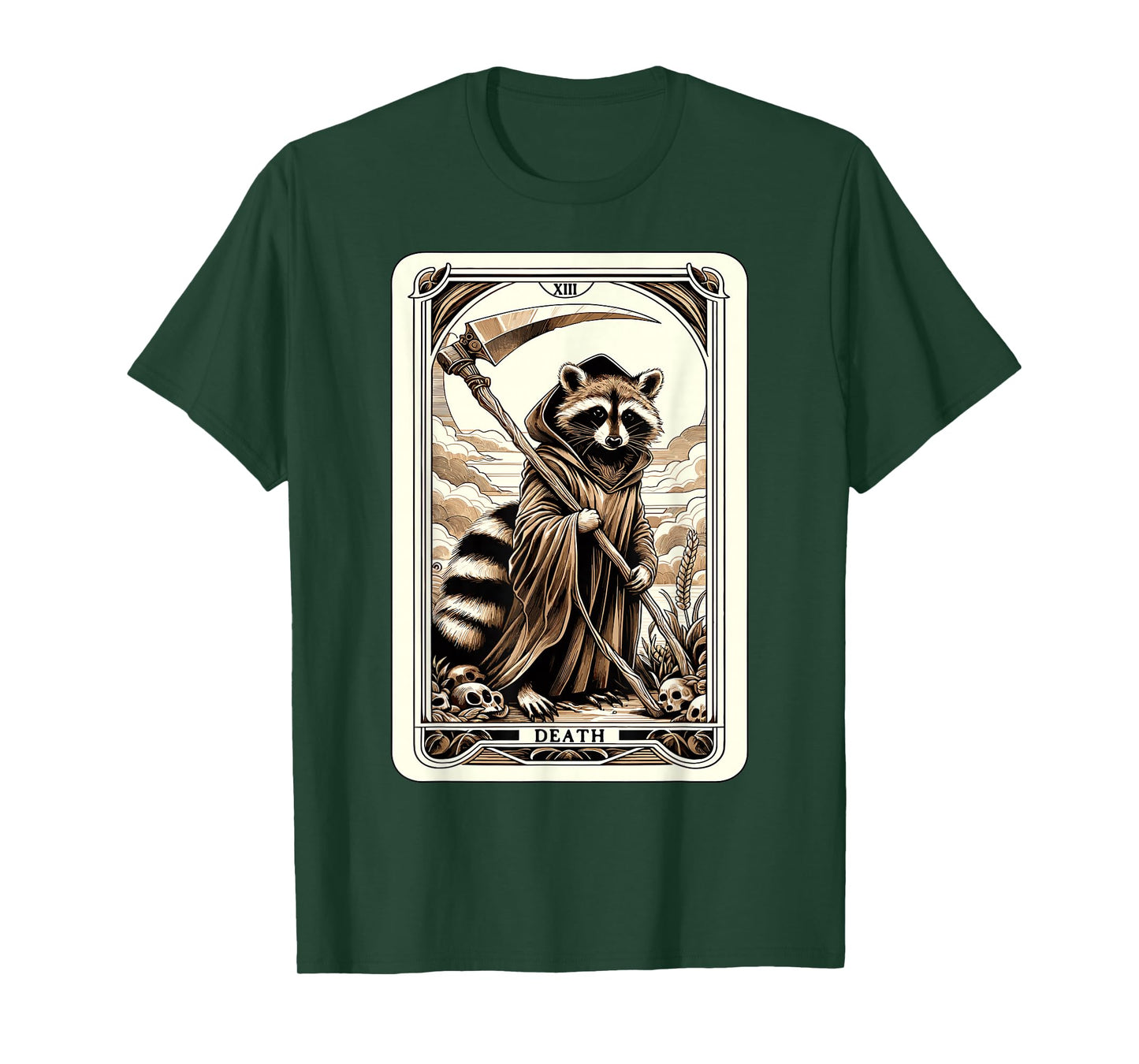 Raccoon Tarot Card Death Witchcraft Occult Raccoon T-Shirt, Small