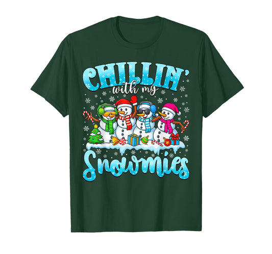 Chillin’ with My Snowmies Funny Christmas Snowman Women Kids T-Shirt