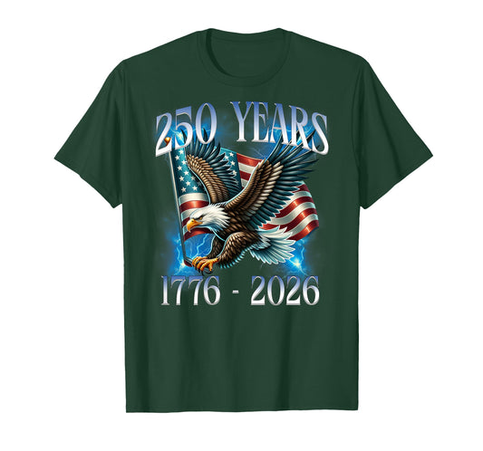 On Back Eagle and Flag 250 Years 1776-2026 250th Birthday T-Shirt