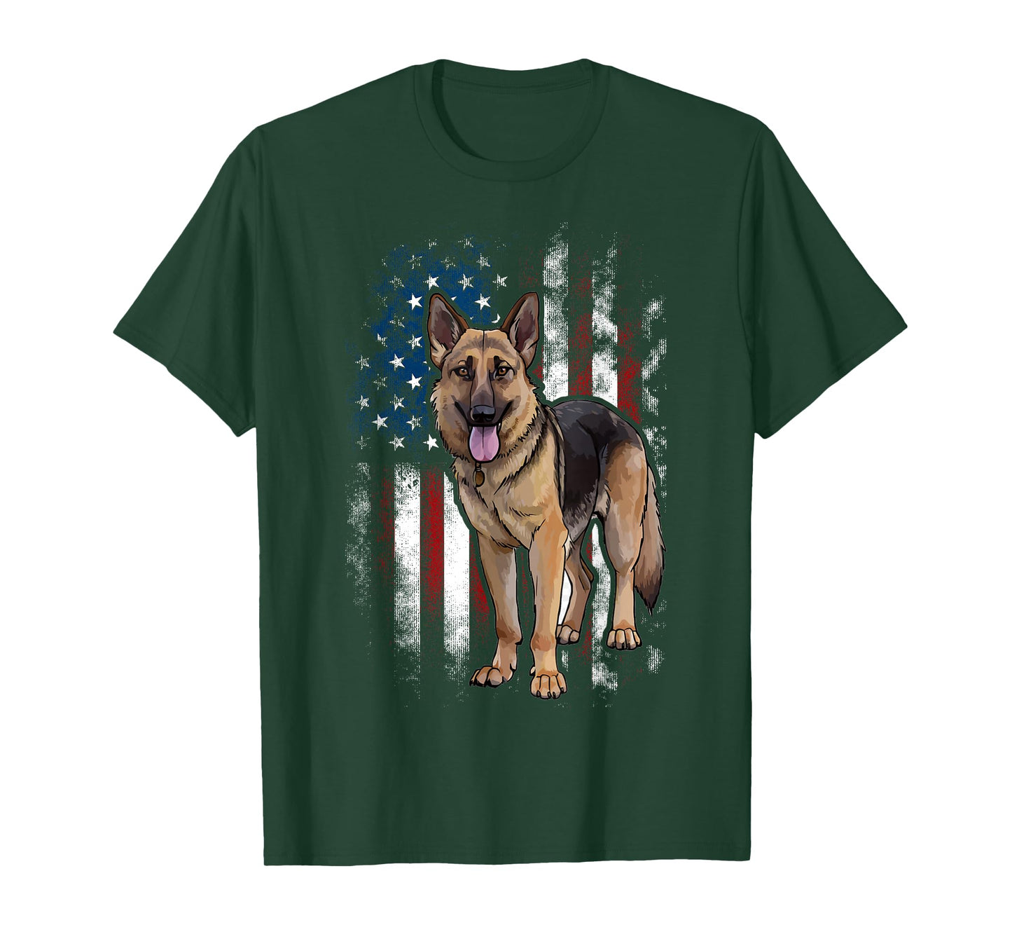 Patriotic German Shepherd American Flag Dog Men Women T-Shirt