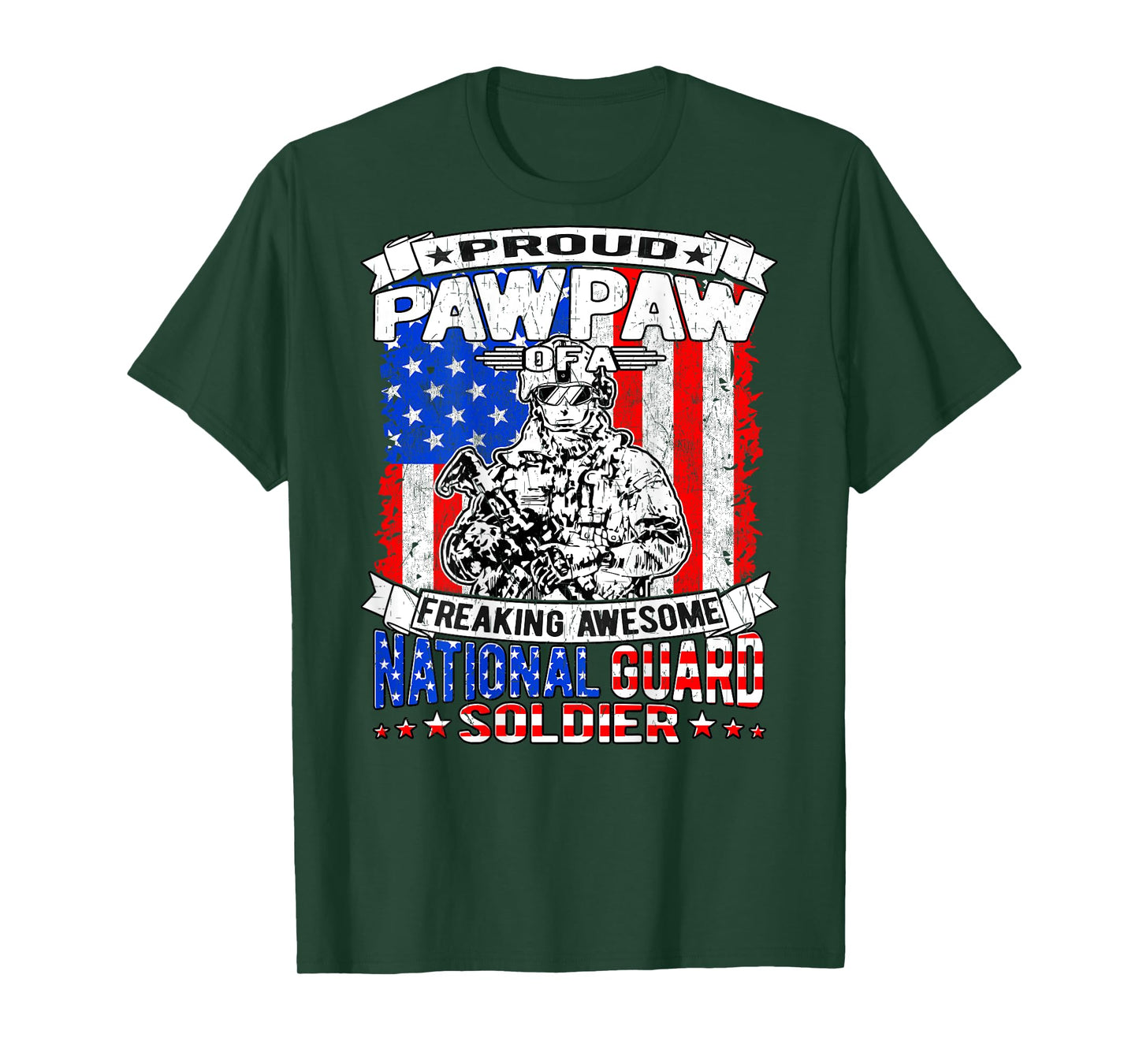 Mens Proud Pawpaw of National Guard Soldier Military Grandpa Gift T-Shirt