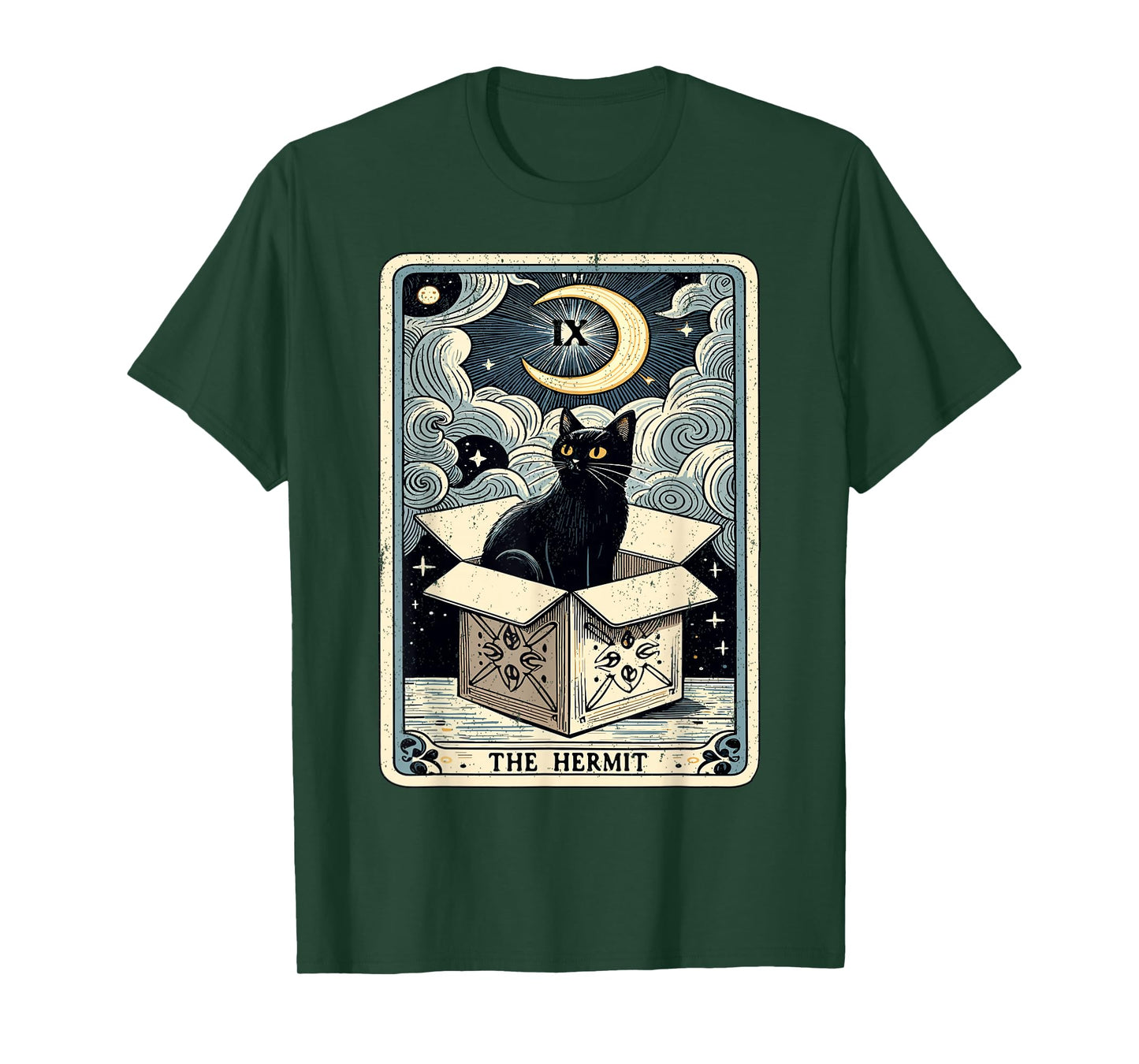 The Hermit Tarot Card Cat in Box Mystic Funny Cat T-Shirt