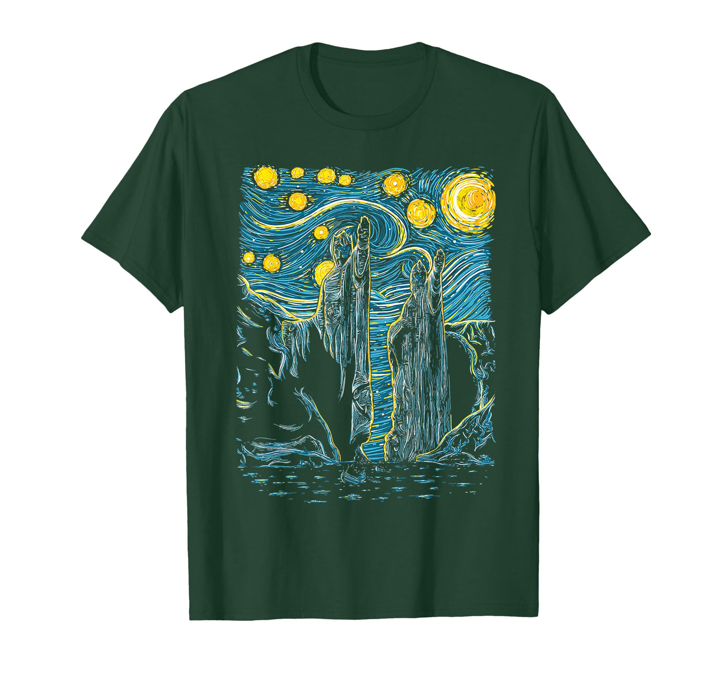 Argonath Starry Night Van Gogh Style T-Shirt