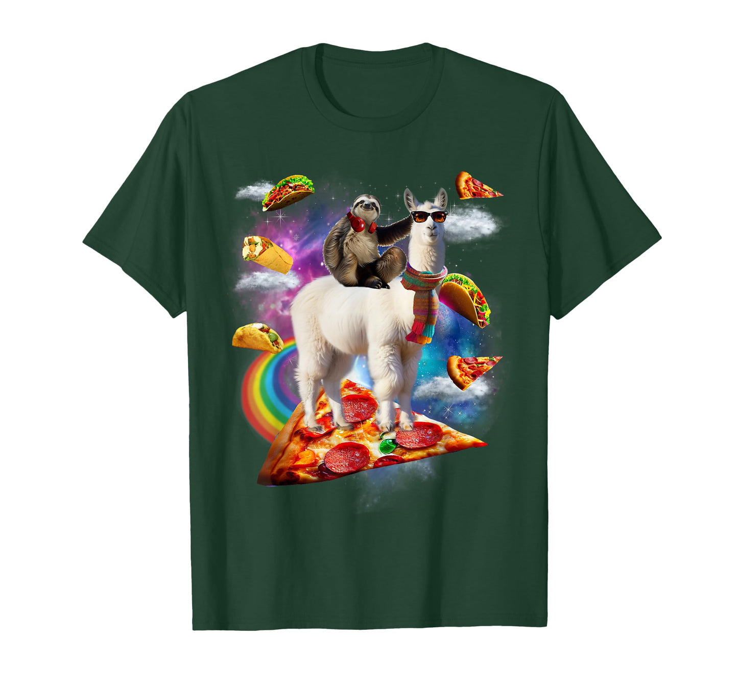 Sloth Riding Llama Shirt - Galaxy Pizza Taco Burrito Gift T-Shirt