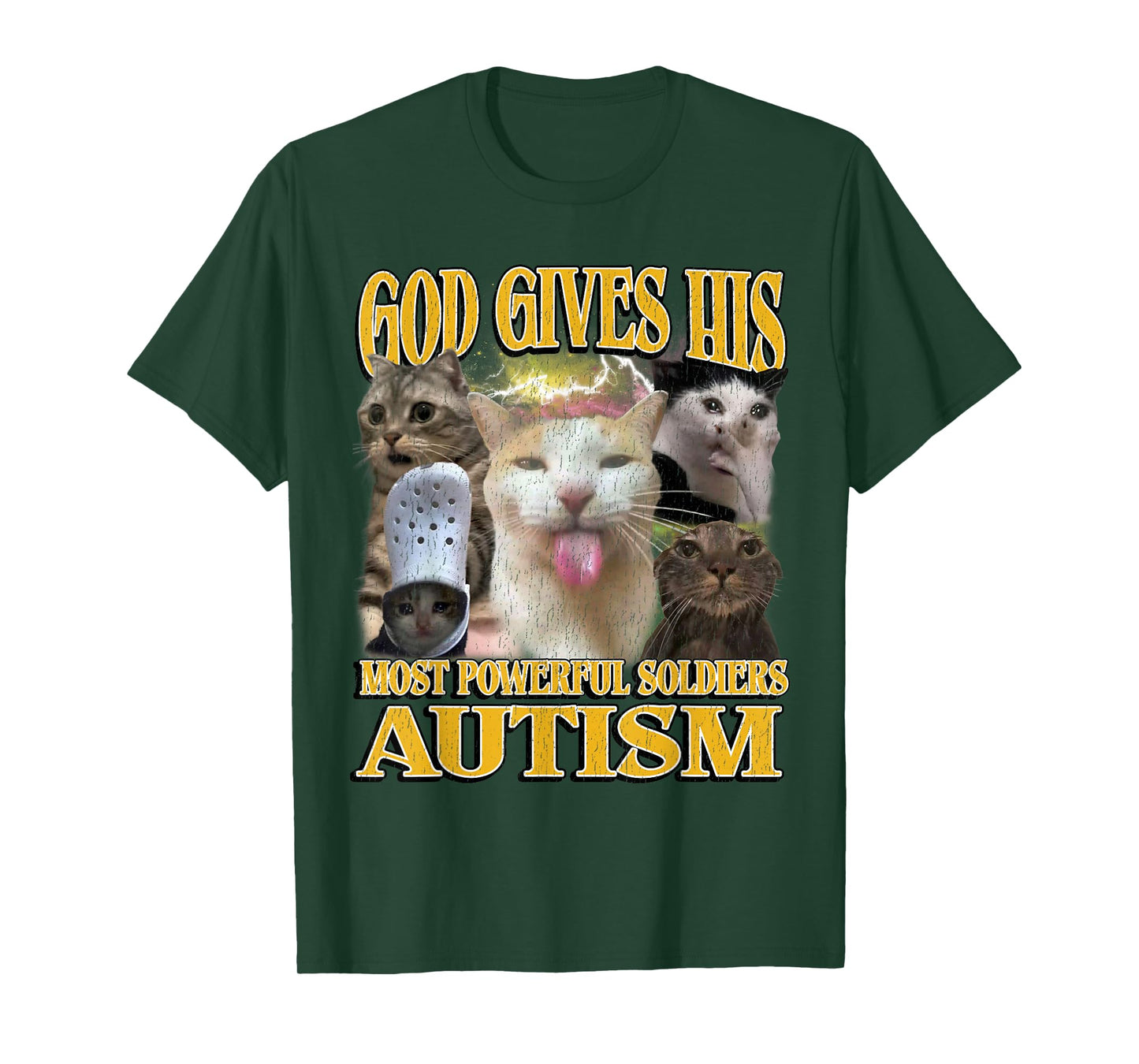 God Gives His Most Powerful Autism Funny Offensive Cat Meme T-Shirt