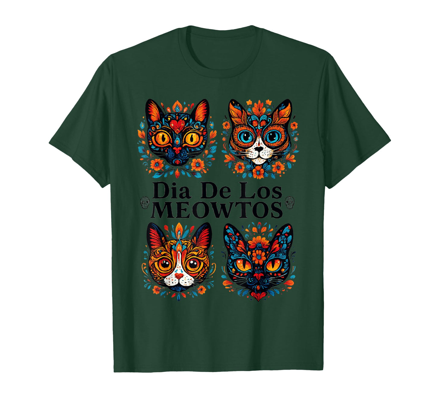 Sugar Skull Cats Dia De Los Meowtos Muertos Day of The Dead T-Shirt