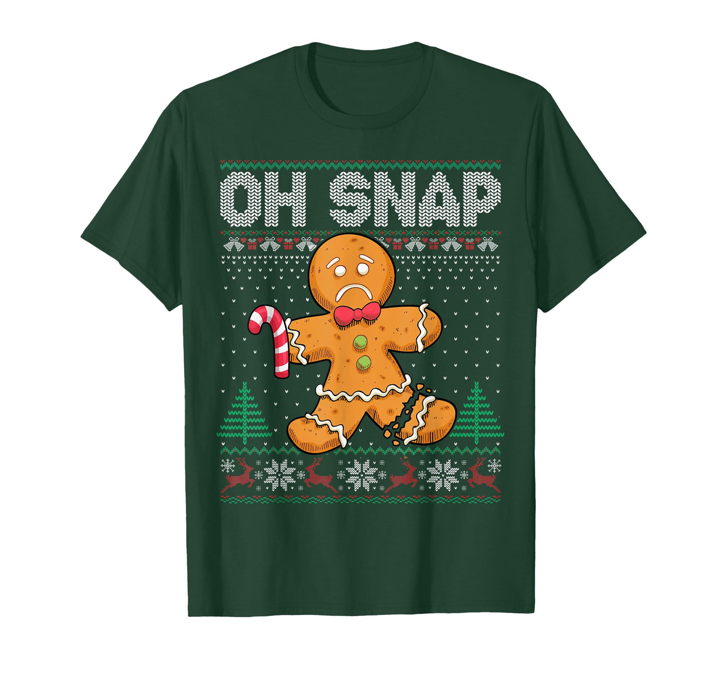 Cookie Baking Gingerbread Man Oh Snap Christmas Ugly Sweater T-Shirt