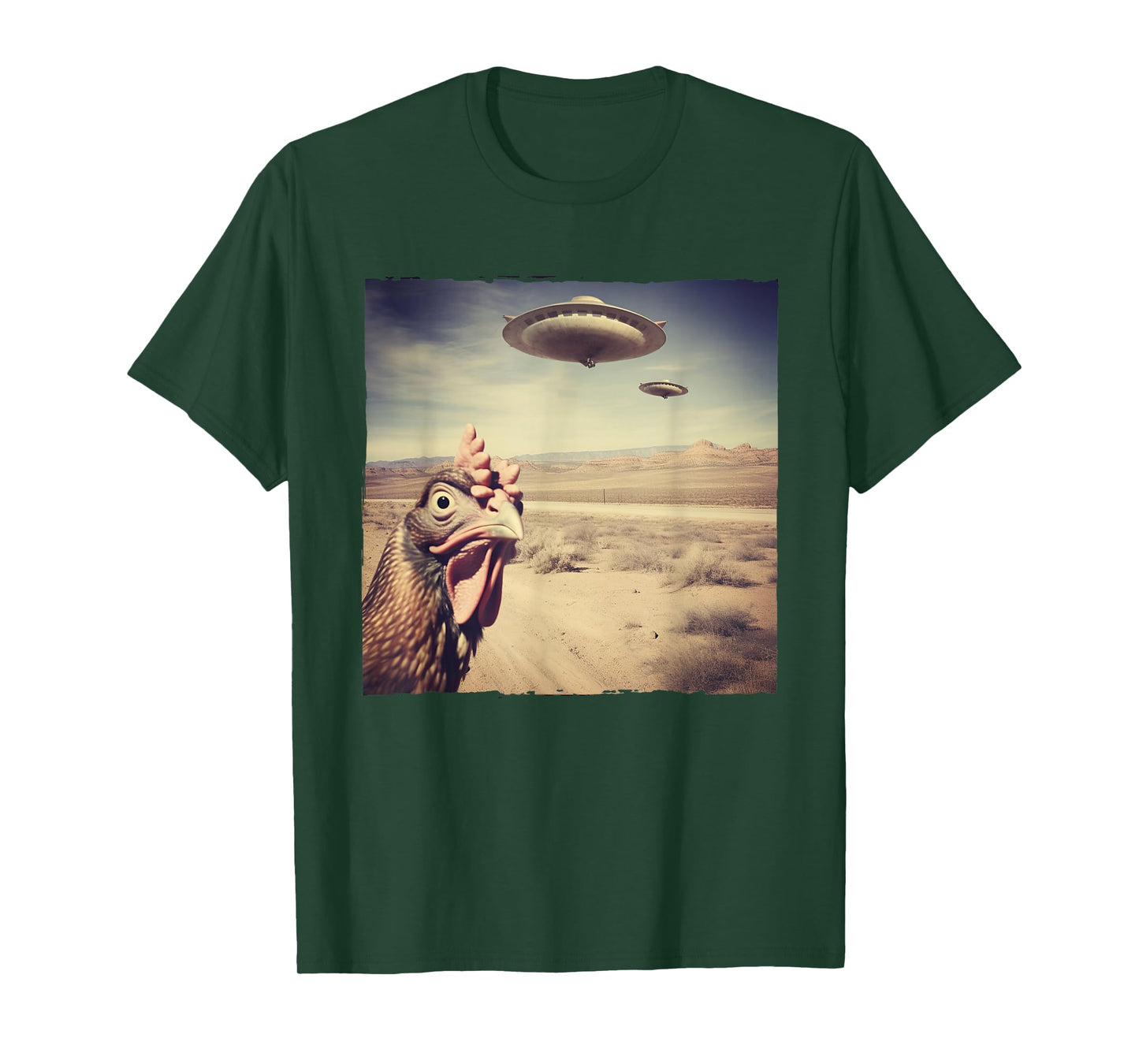 Chicken UFO Alien Flying Saucer T-Shirt