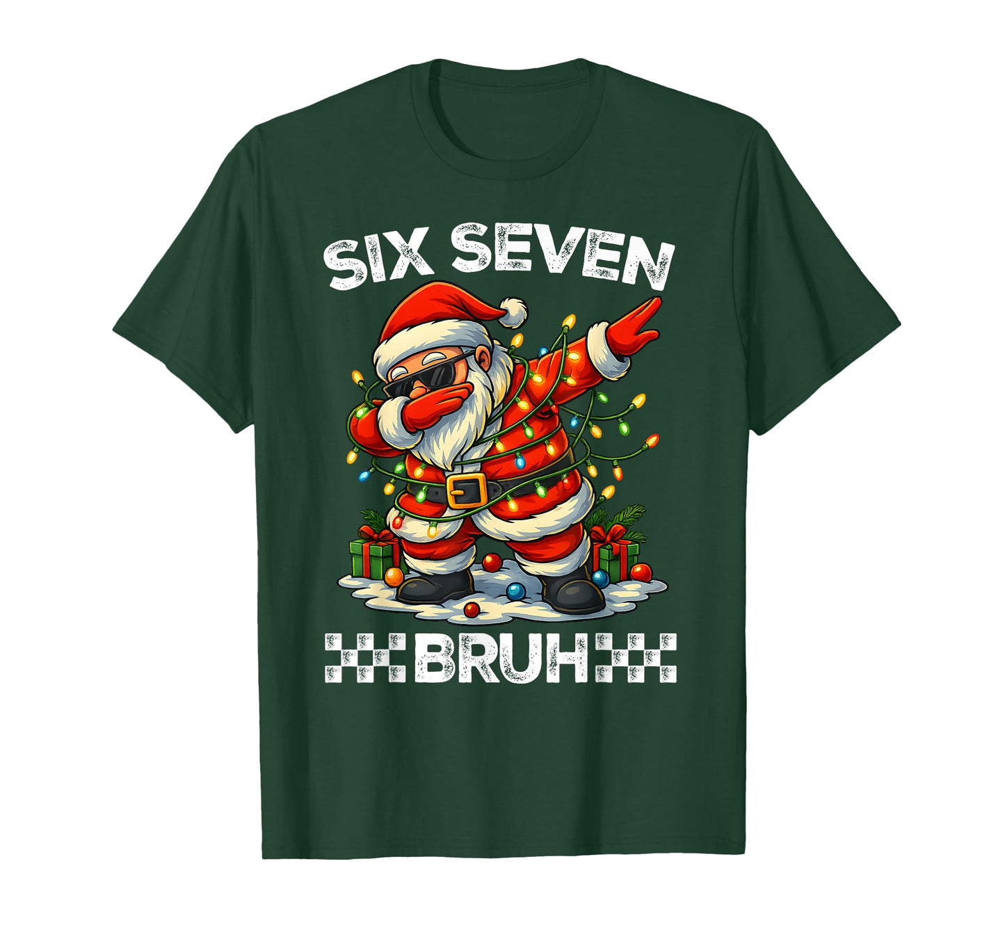67 Six Seven Bruh Funny Christmas Dabbing Santa 6 7 Meme T-Shirt