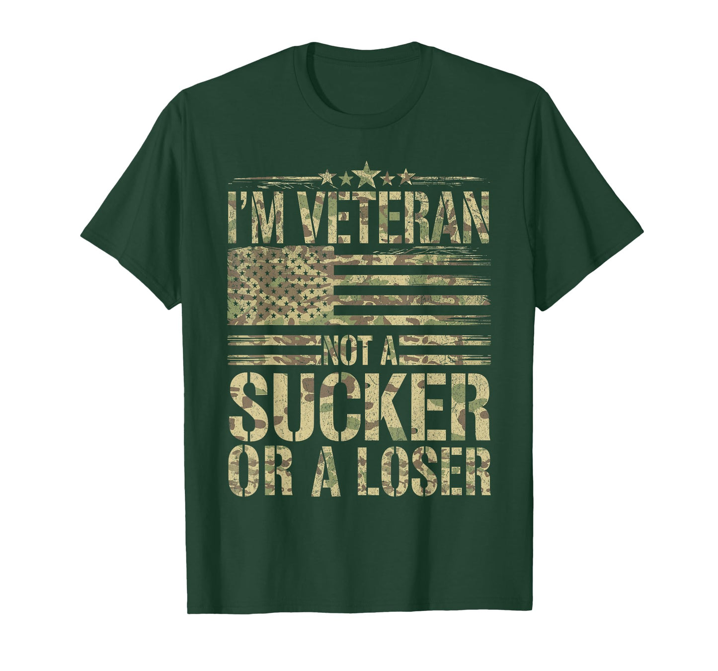 American Soldier US I'm Veteran Not A Sucker Or A Loser T-Shirt