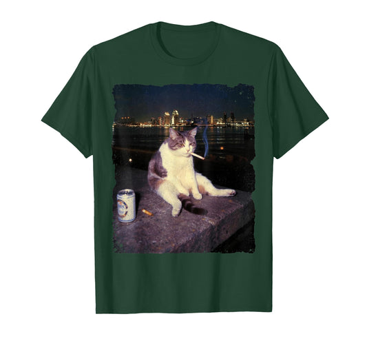 Cigarette Kitten Funny Smoking Cat Meme Stupid T-Shirt