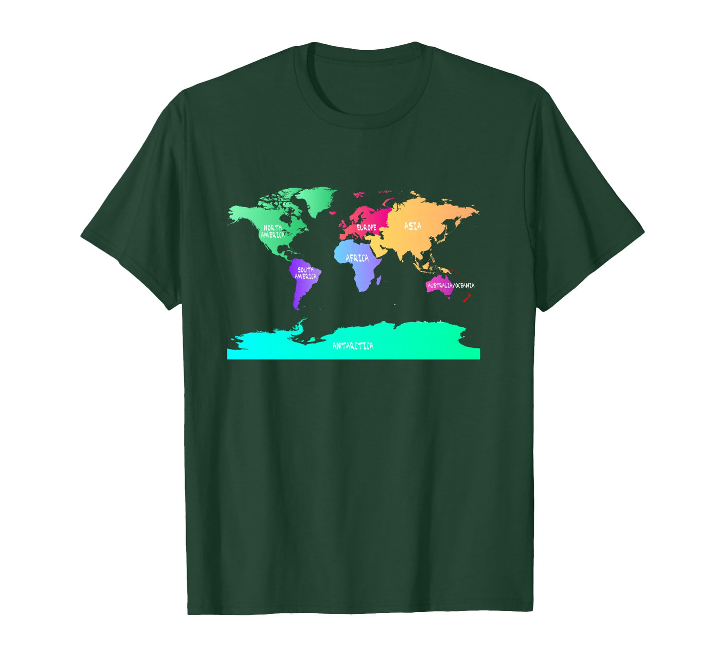 World Map of All Seven Continents T-Shirt Long Sleeve T-Shirt