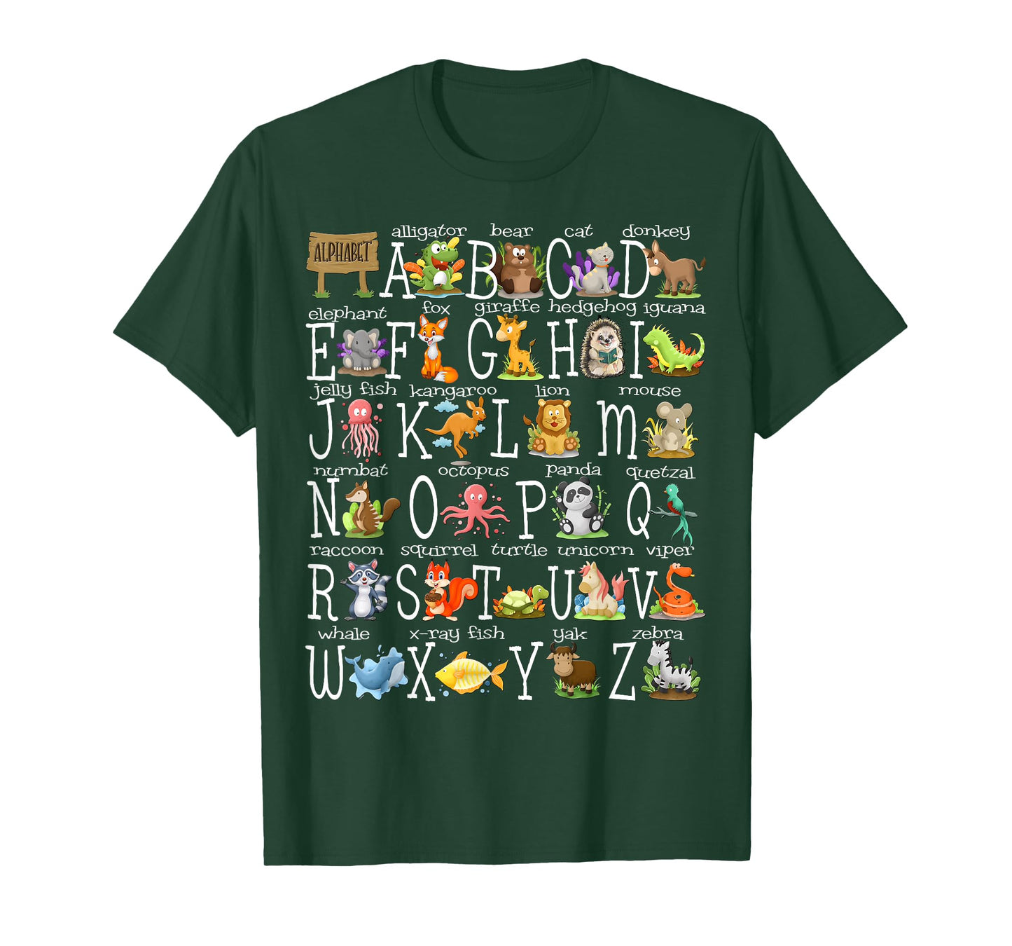Alphabet Animals Back to School Pre-K Kindergarten Teacher T-Shirt