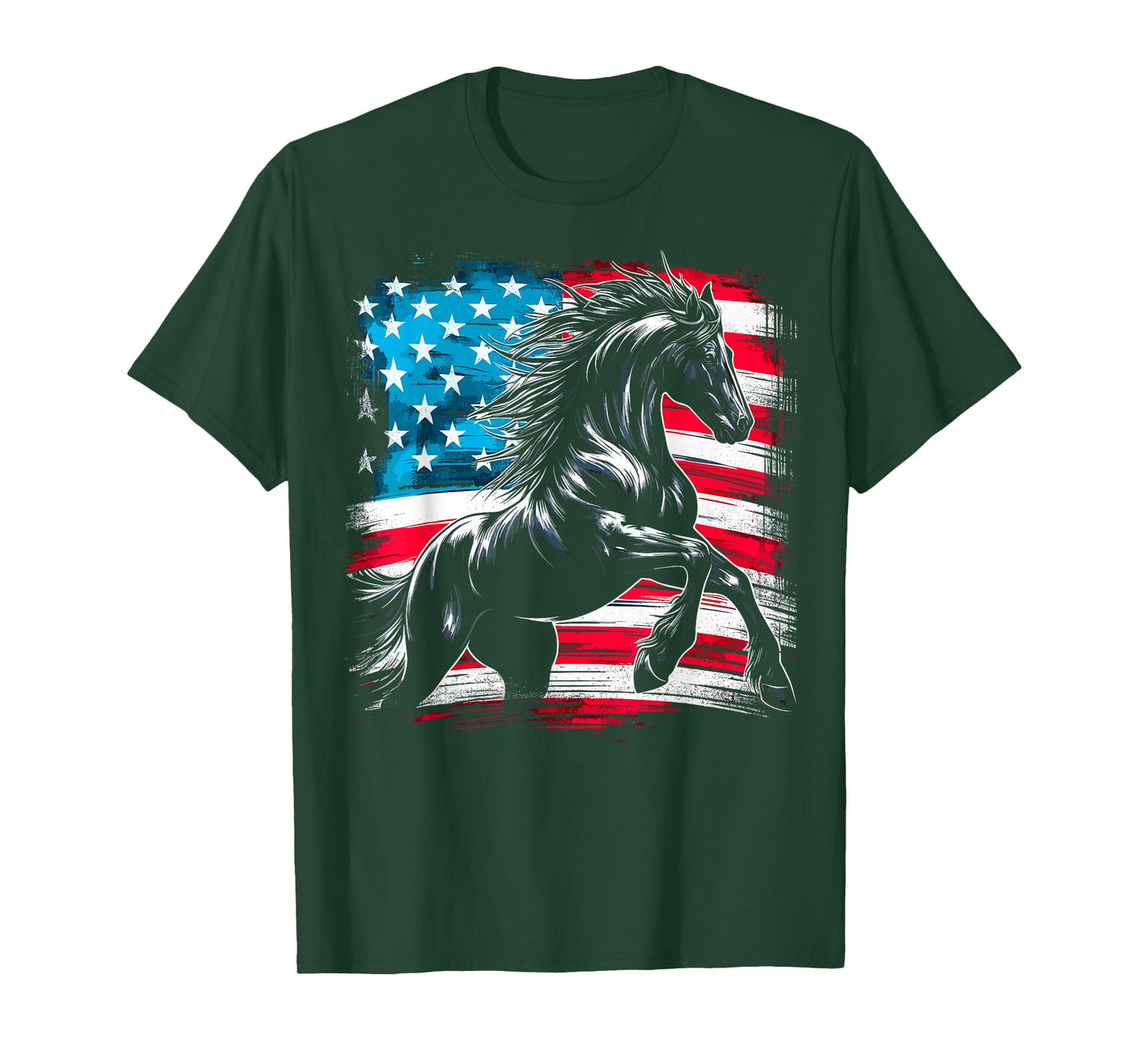 Horse American Flag USA Horses 4th of July T-Shirt