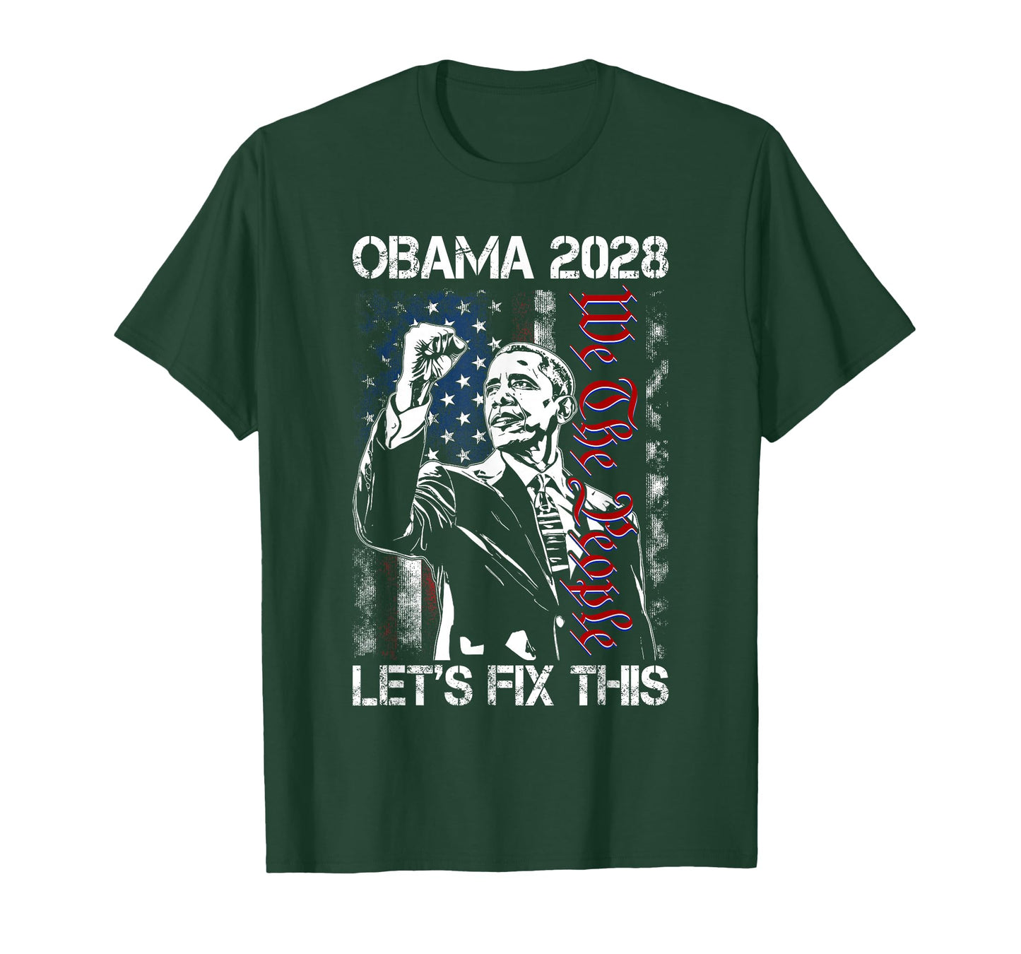 Obama 2028 Let's Fix This Obama 48th President USA Flag T-Shirt