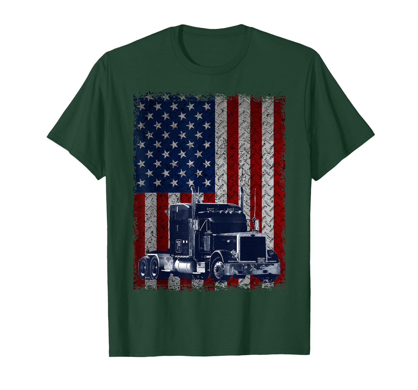 Truck Driver American Flag Trucker T-Shirt