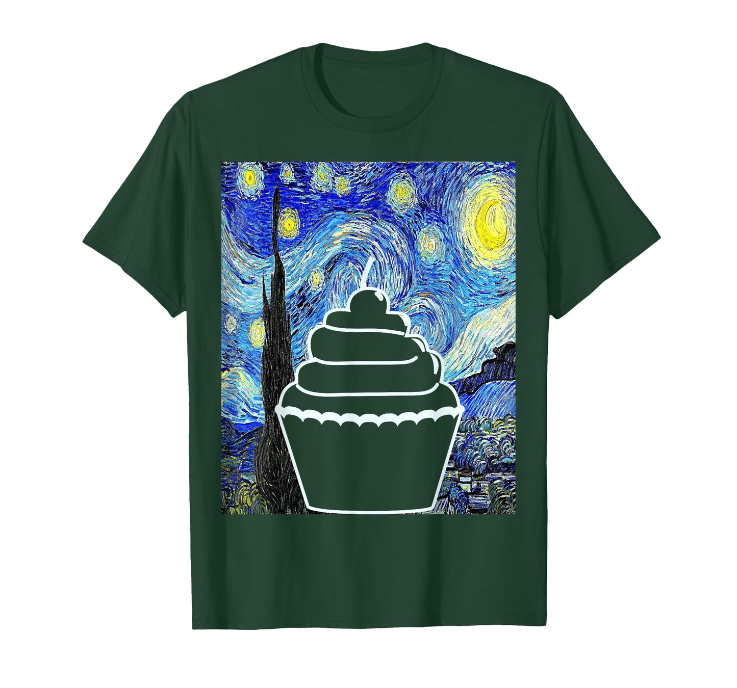 Cupcake Starry Night Cupcake Lover Baking Painting T-Shirt
