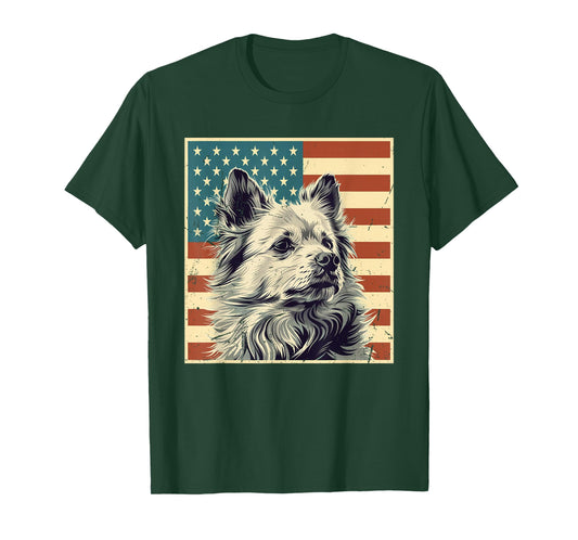 American Eskimo Vintage USA Flag Eskie Dog Lover 4th of July T-Shirt