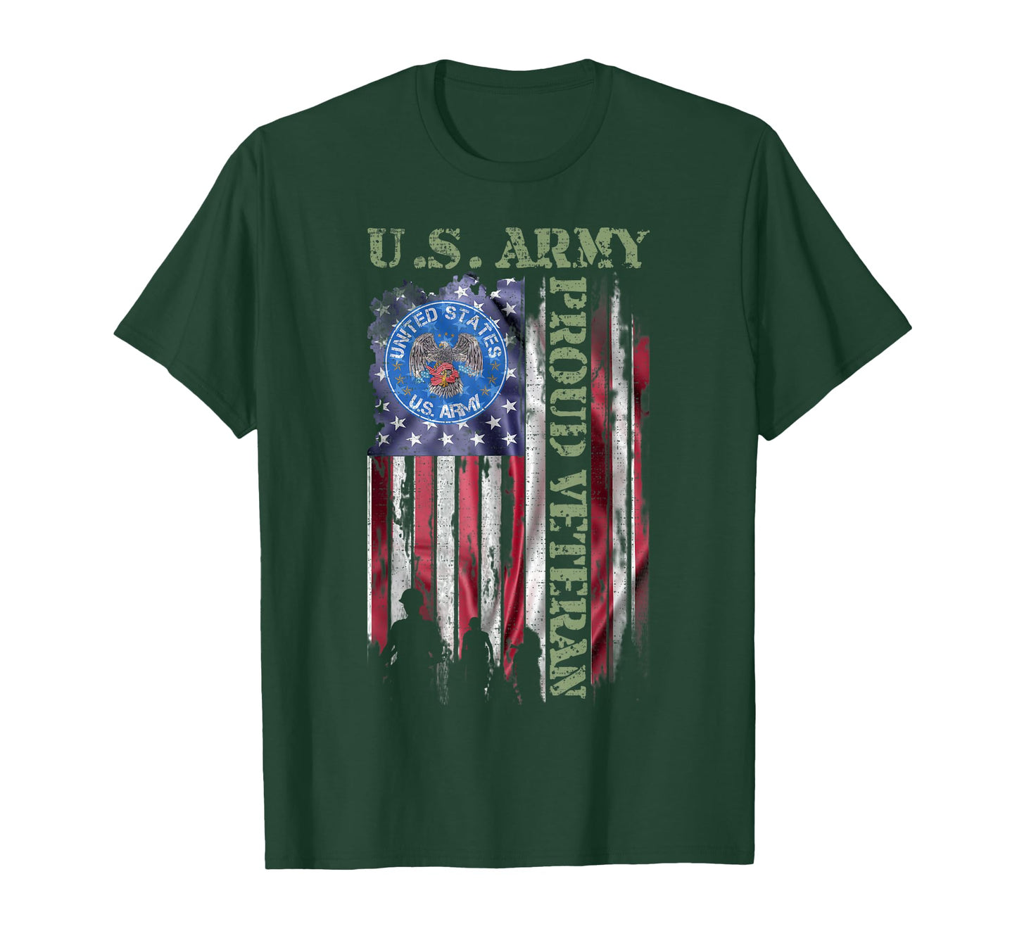 Vintage USA American Flag US Army Proud Veteran Military T-Shirt