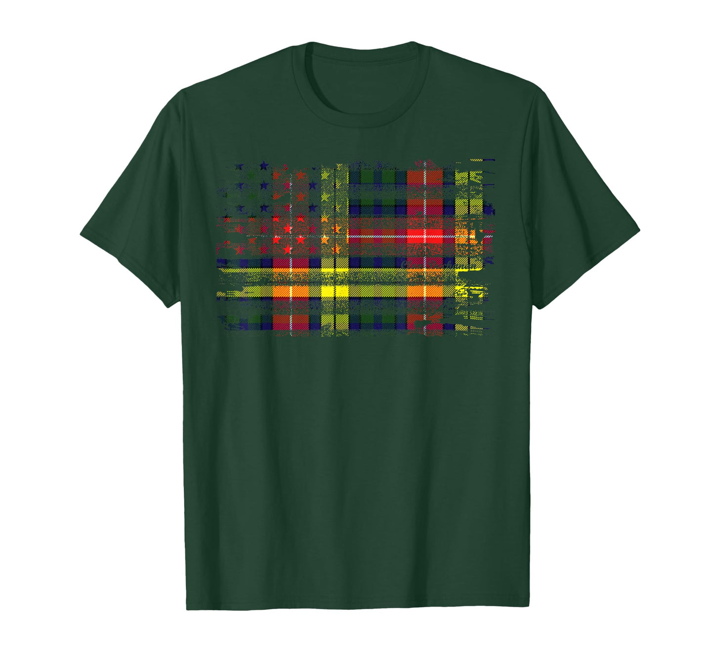 Clan Buchanan American Flag Scottish Tartan T-Shirt
