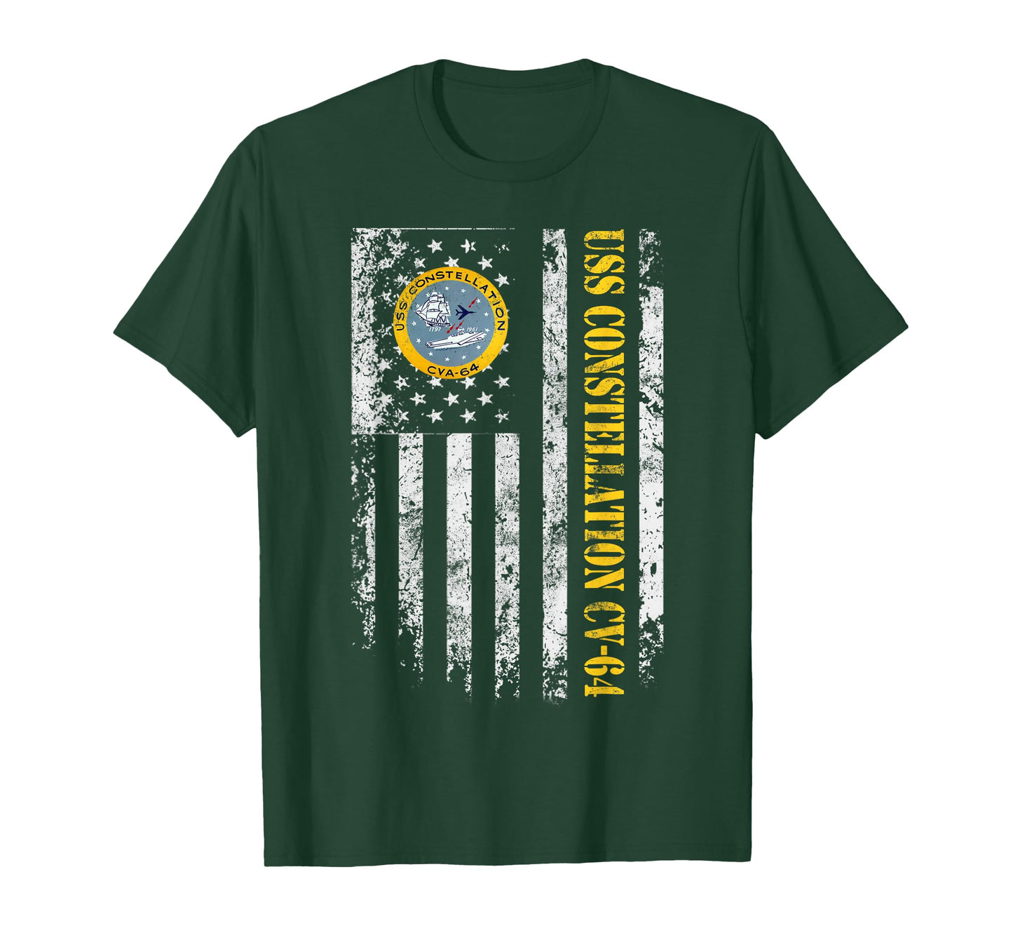 USS Constellation CV-64 Aircraft Carrier Veteran Flag Retro T-Shirt