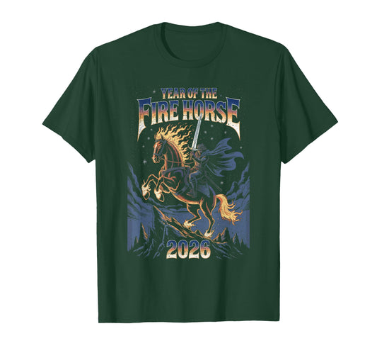 Year of The Fire Horse 2026 Zodiac Chinese Art T-Shirt