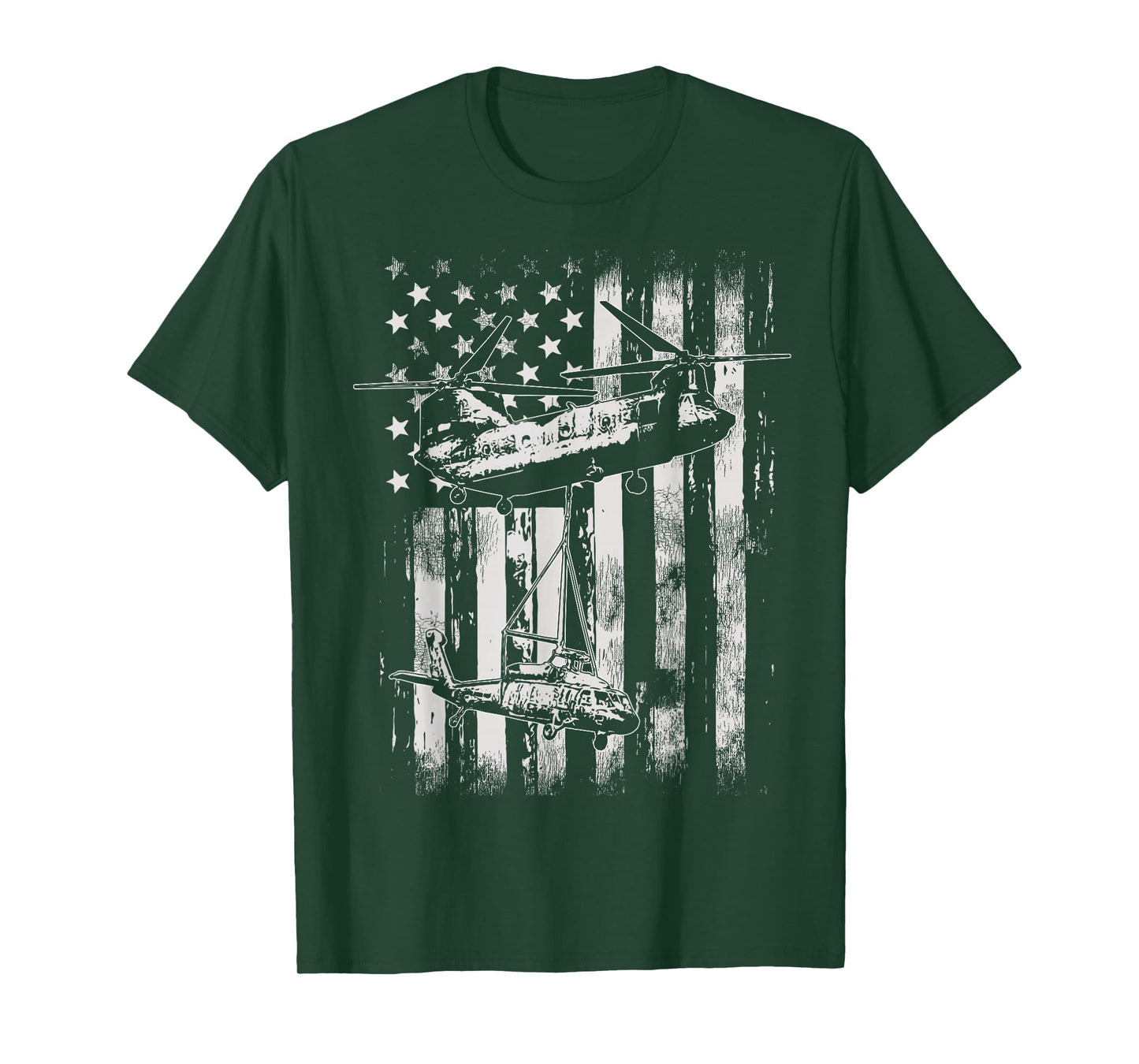 Vintage Chinook Helicopter American Flag T-Shirt