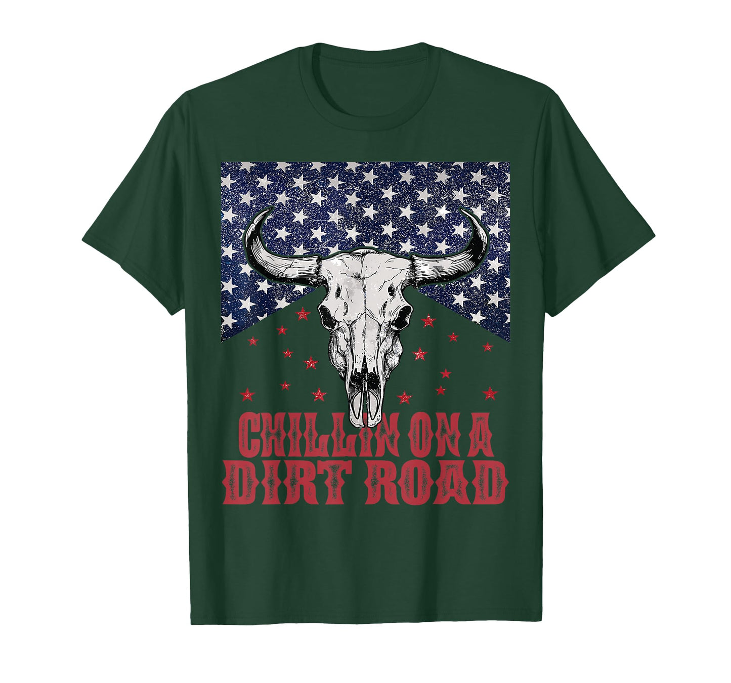 Chillin On A Dirt Road Country Music Western Vintage US Flag T-Shirt