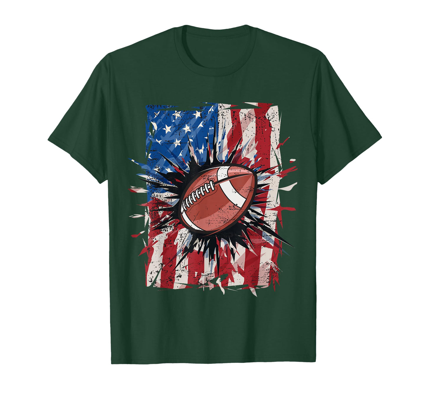 Patriotic Football 4th of July Men USA American Flag Boys T-Shirt Small