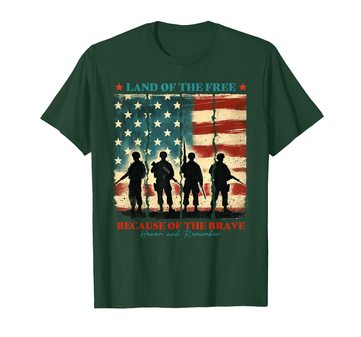 Land Of The Free Usa American Flag 4th Of July Veteran T-Shirt