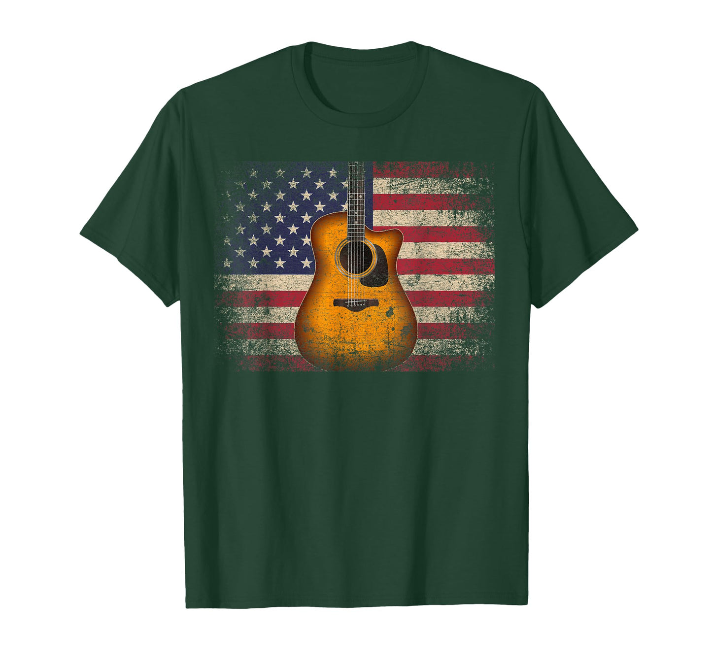 Guitar 4th of July Gift American Flag USA - Country Music T-Shirt Small