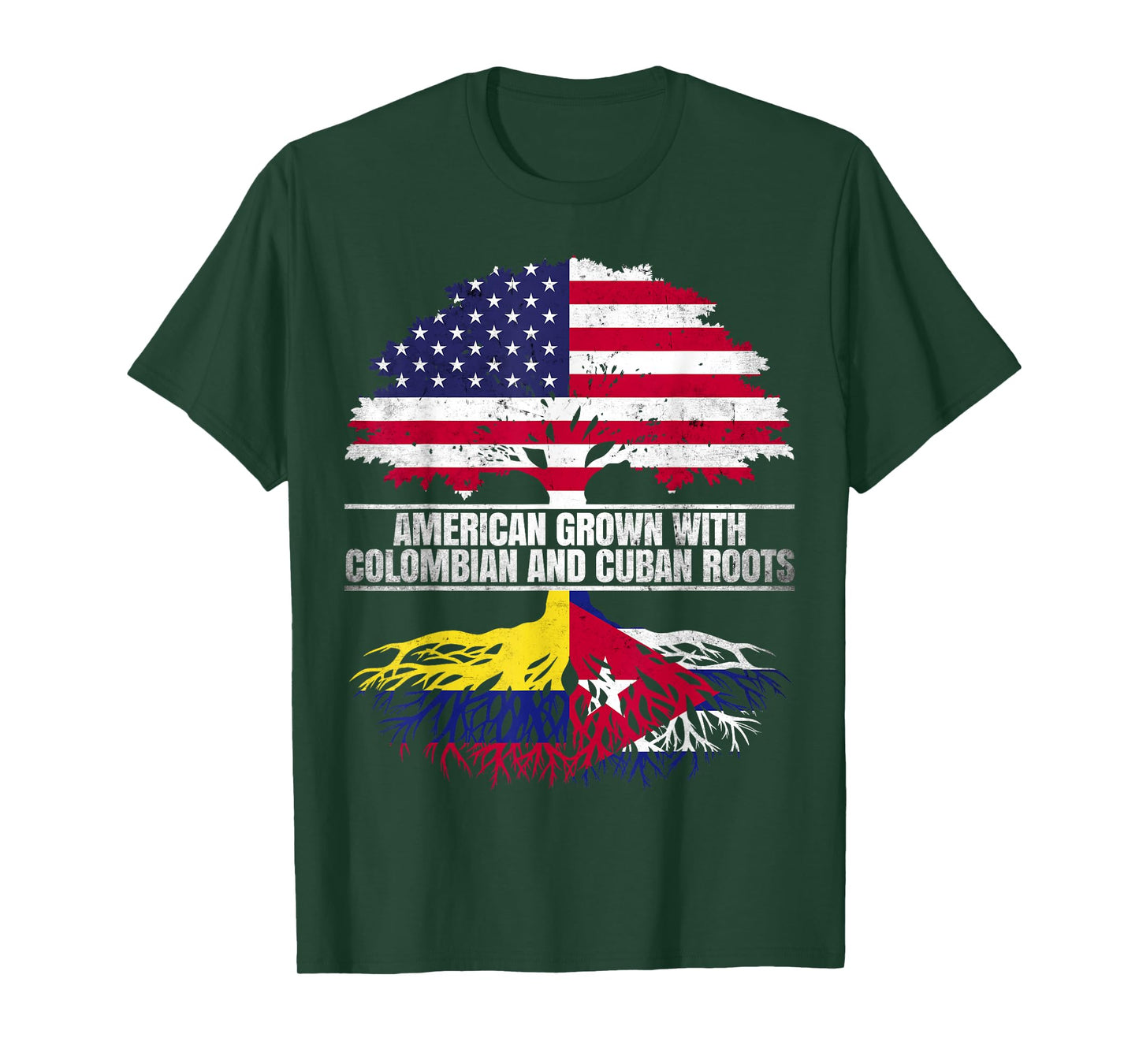 American Grown with Flag Heritage Colombian Cuban Roots T-Shirt