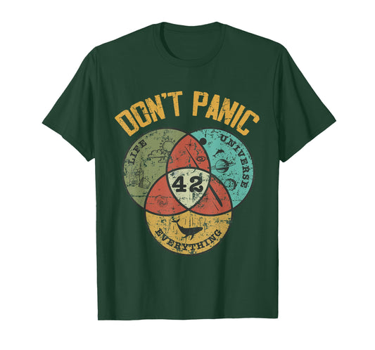 42 Answer to Life The Universe and Everything Don't Panic T-Shirt
