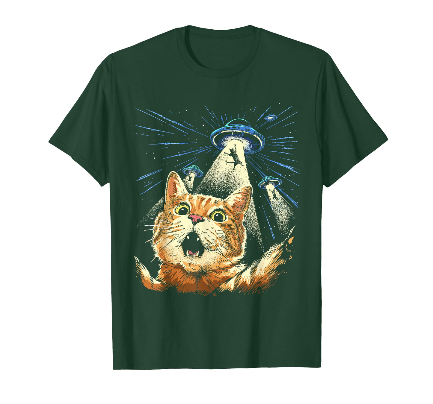 Alien Cat Shirt Funny Invasion Cat Selfie UFO Abduction T-Shirt