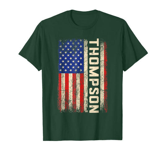Thompson Last Name Shirt Thompson Name American Flag T-Shirt